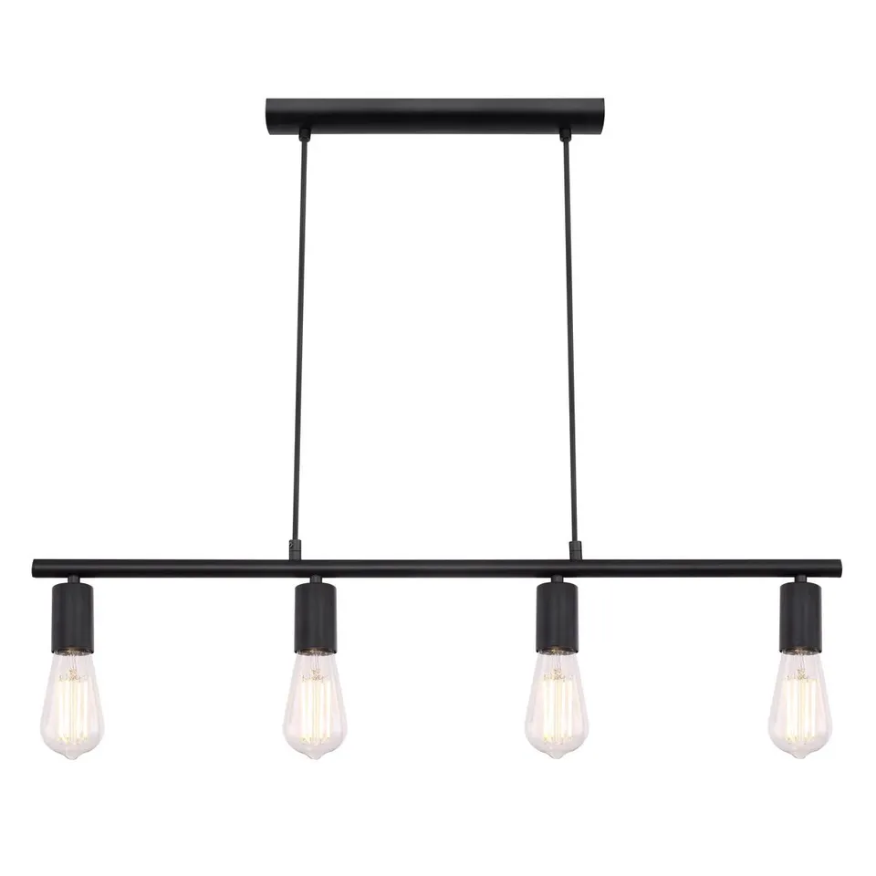 BOXED LYS 4-LIGHT BLACK BULB PENDANT (1 BOX)
