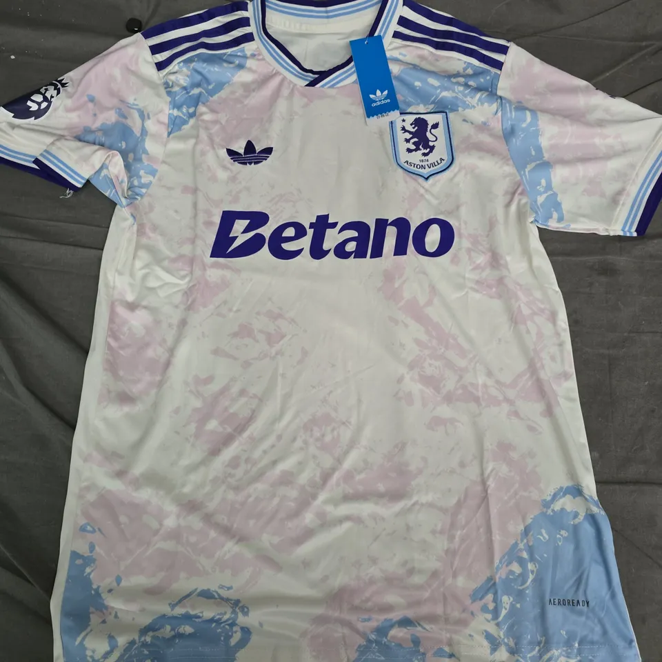 ASTON VILLA FC ADIDAS JERSEY – WHITE CAMO WITH BETANO SPONSOR, UK L