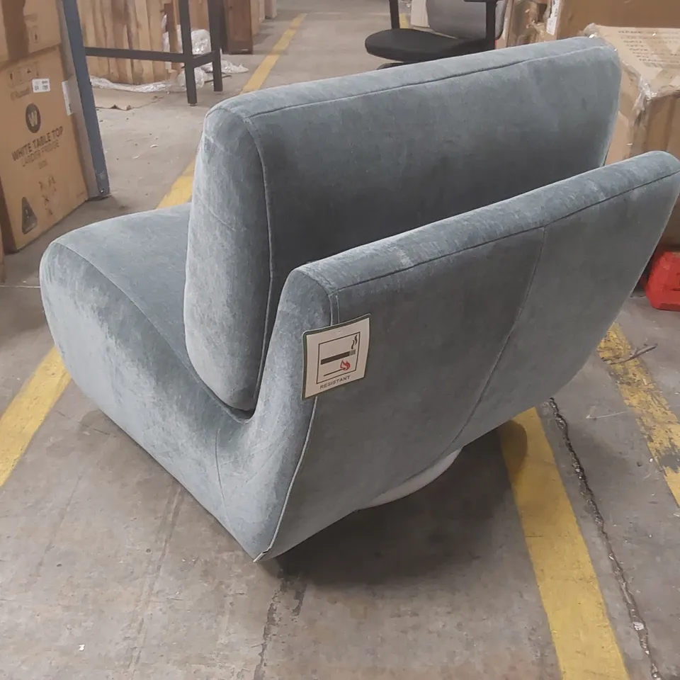 DANETTI FRANCES BLUE GREY FABRIC SWIVEL ACCENT CHAIR