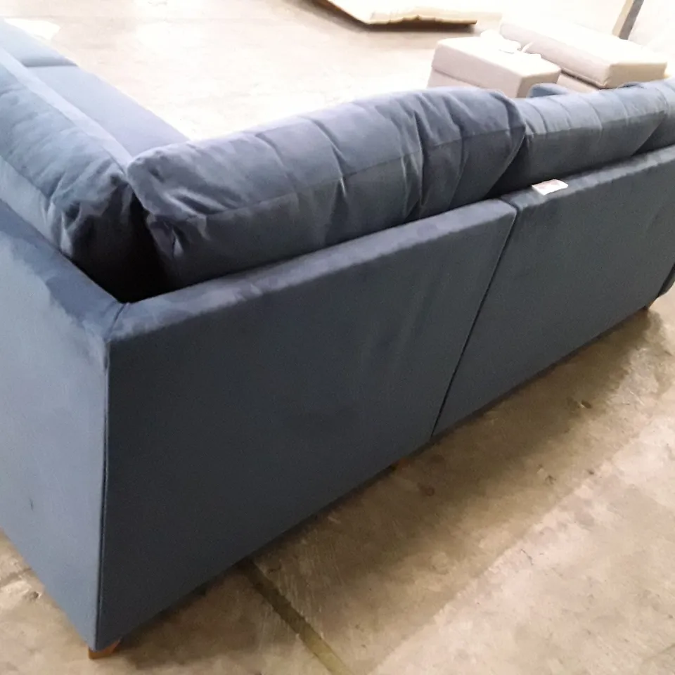 QUALITY DESIGNER FYFIELD 7 SEATER CORNER SOFA - BLUE FABRIC