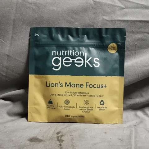 NUTRITION GEEKS LION'S MANE FOCUS+ (180 VEGAN TABLETS)