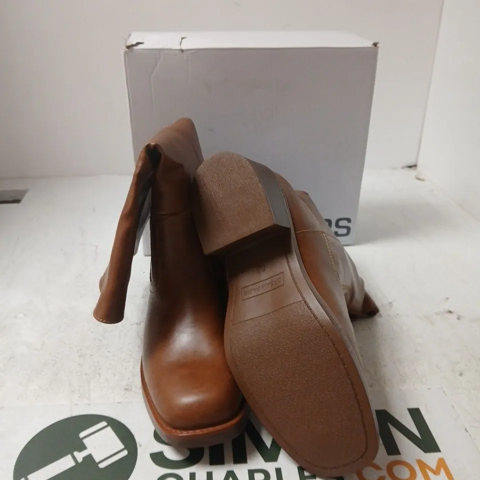 WOMEN'S BROWN LEATHER ANKLE BOOTS – UK 6.5 (US 8.5, EU 40) DREAM PAIRS
