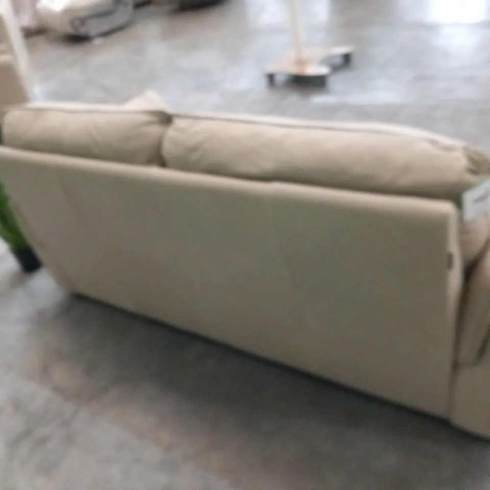 DESIGNER ITALIAN MADE BOLZANO BEIGE LEATHER THREE SEATER SOFA