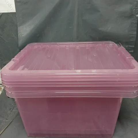 WHAM SET OF 3 PINK CRYSTAL 28-LITRE PLASTIC STORAGE BOXES - COLLECTION ONLY 