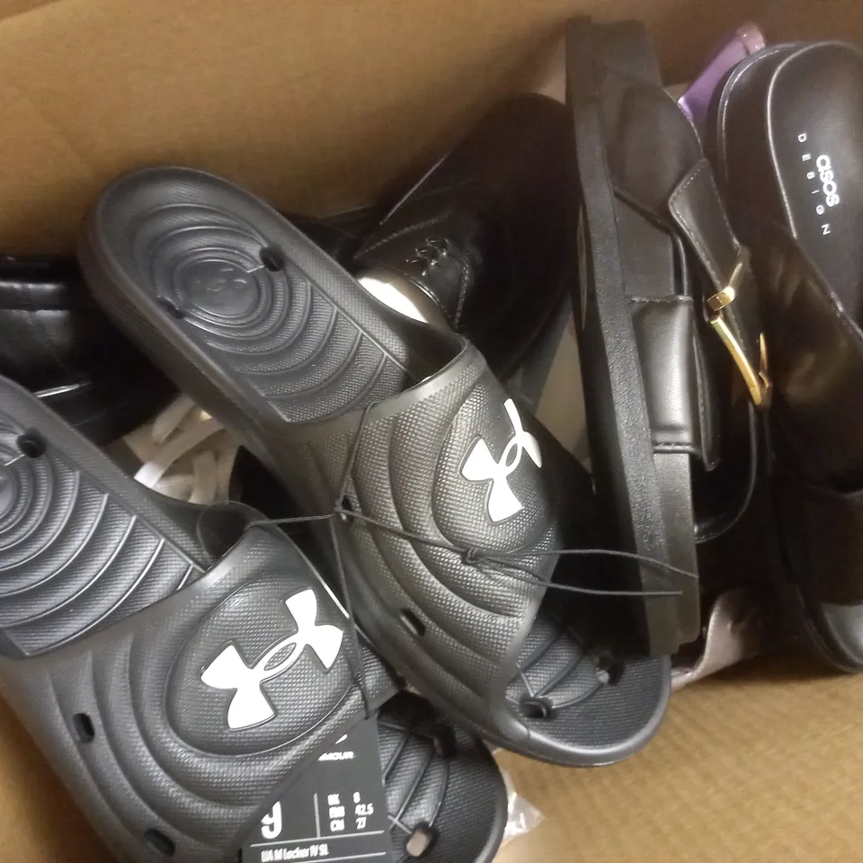 APPROXIMATELY 10 ASSORTED PAIRS OF SHOES IN VARIOUS STYLES & SIZES TO INCLUDE ASOS, UNDER ARMOUR, TOPSHOP ETC. 