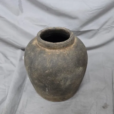 ZARA HOME CERAMIC VASE / STORAGE JAR, UNGLAZED EARTHENWARE