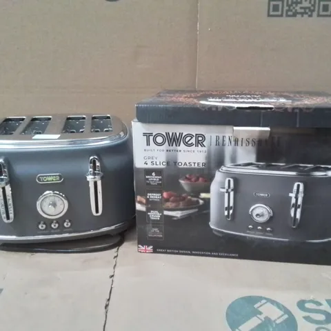 BOXED TOWER RENAISSANCE T20065GRY 4-SLICE TOASTER - GREY