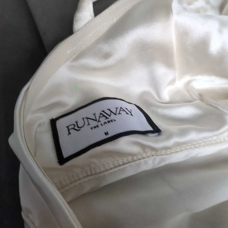 RUNAWAY THE LABEL SATIN SLIP DRESS – CREAM, SIZE M