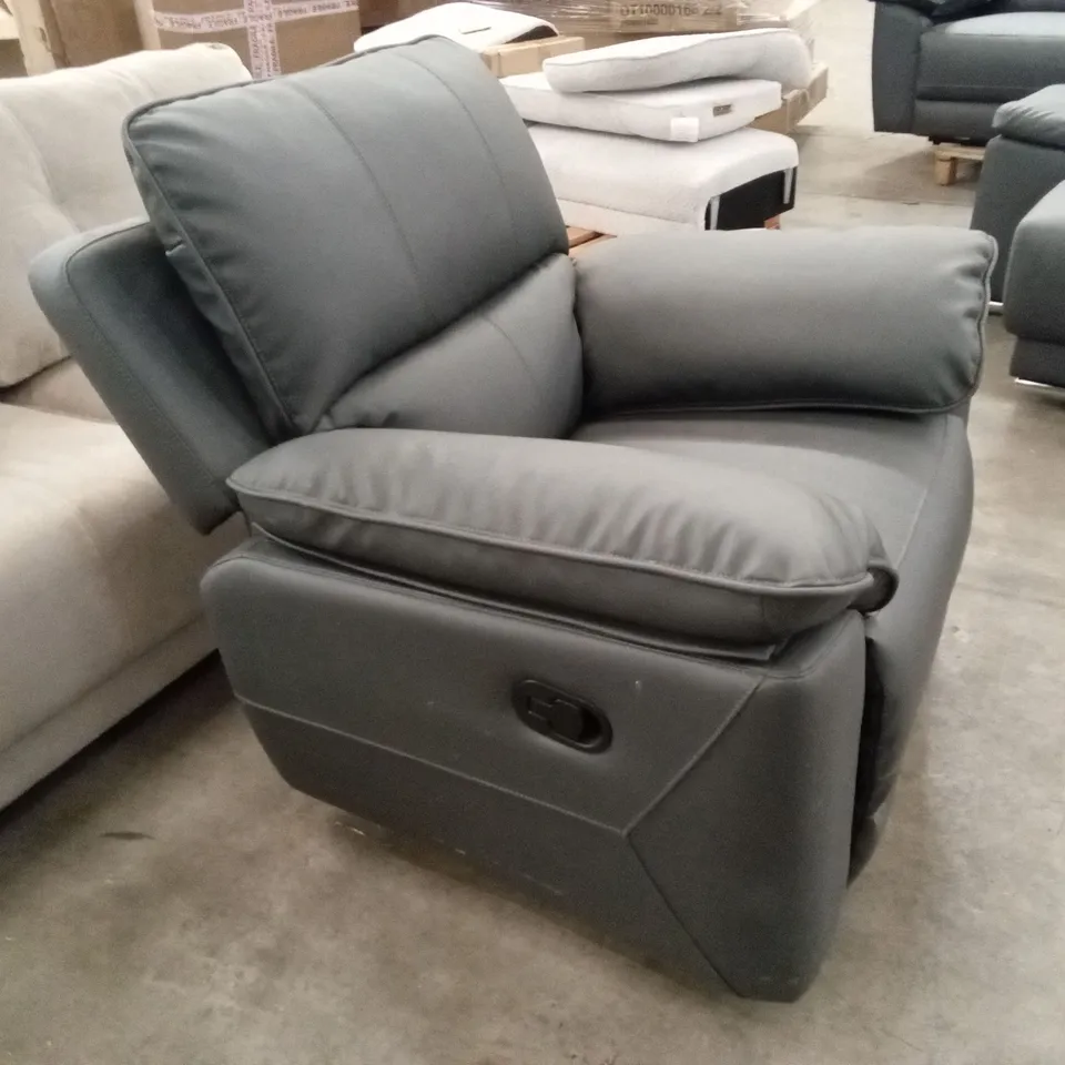 SEVILLE RECLINER ARMCHAIR, GREY PREMIUM FAUX LEATHER