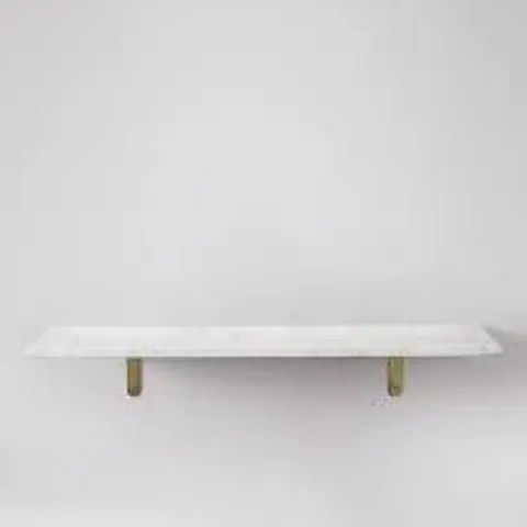 BOXED DESIGNER SWOON JACKMAN FLOATING SHELF IN WHITE MARBLE & BRASS