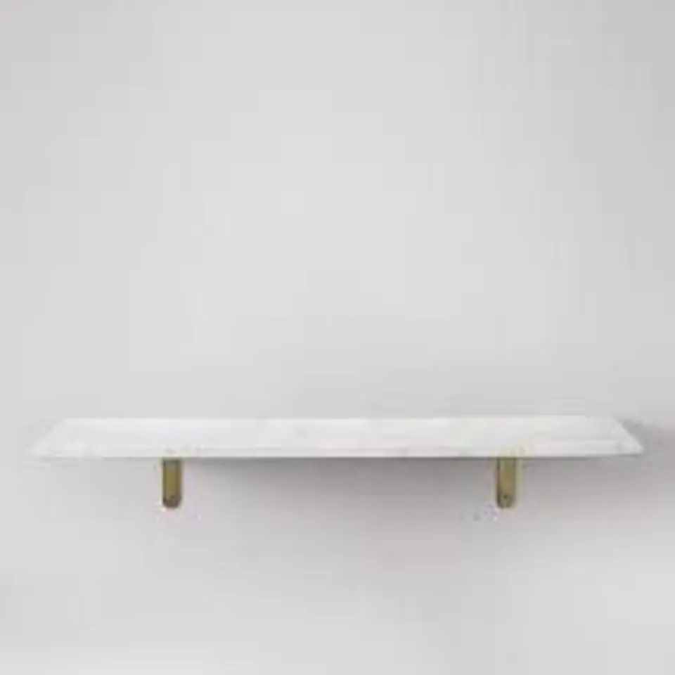 BOXED DESIGNER SWOON JACKMAN FLOATING SHELF IN WHITE MARBLE & BRASS RRP £99