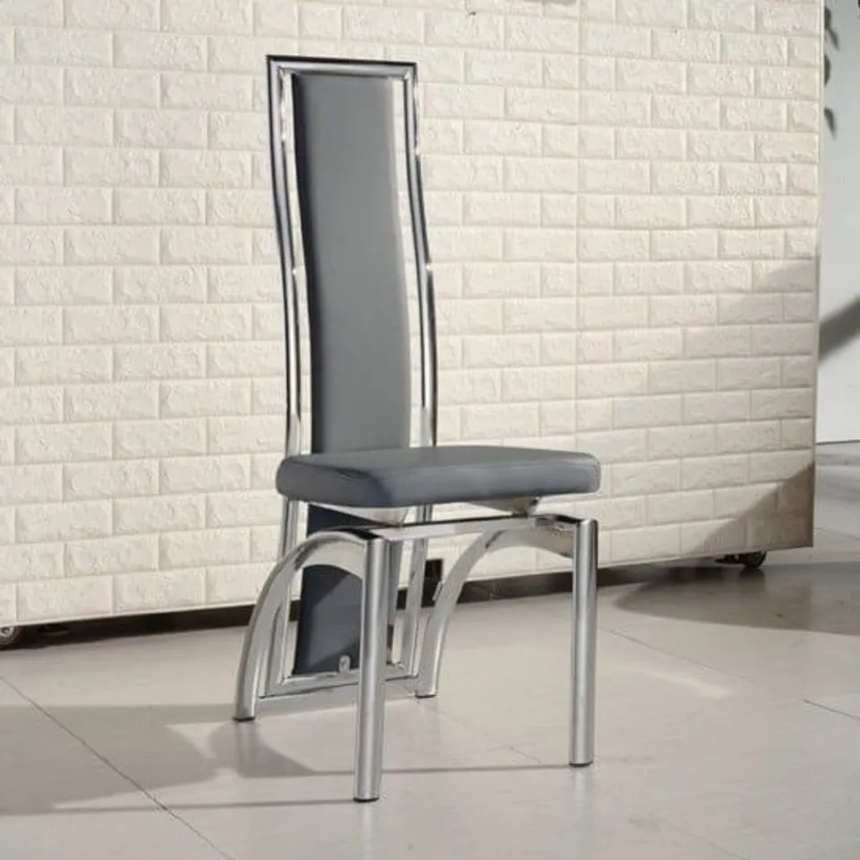 BOXED SET OF 2 CHICAGO FAUX LEATHER DINING CHAIRS IN RED WITH CHROME LEGS (2 BOXES)
