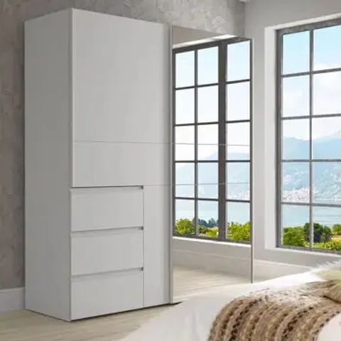 BOXED LURAINE 1 DOOR MANUFACTURED WOOD WARDROBE - WHITE (3 BOXES)