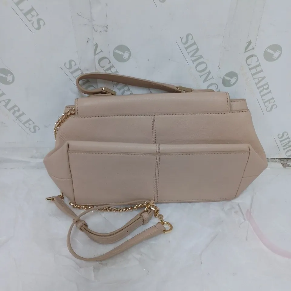 LADIES RUTH LANGSFORD SMALL HANDBAG GENUINE LEATHER BEIGE