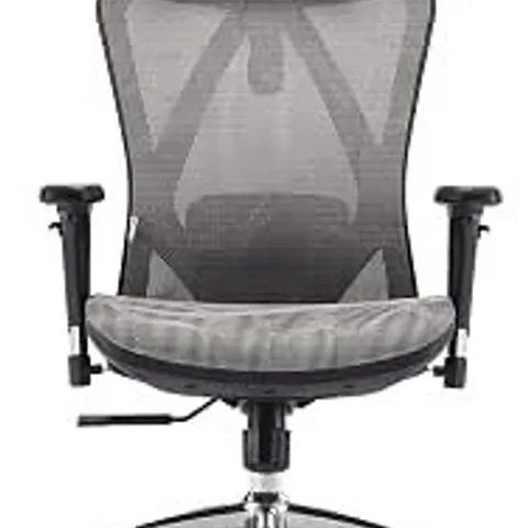 BOXED ERGONOMIC OFFICE CHAIR, BREATHABLE, SKIN-FRIENDLY MESH CHAIR ADJUSTABLE 3D ARMREST AND LUMBAR SUPPORT GRAY