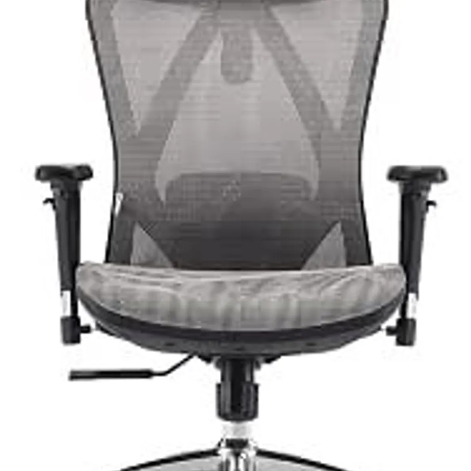 BOXED ERGONOMIC OFFICE CHAIR, BREATHABLE, SKIN-FRIENDLY MESH CHAIR ADJUSTABLE 3D ARMREST AND LUMBAR SUPPORT GRAY
