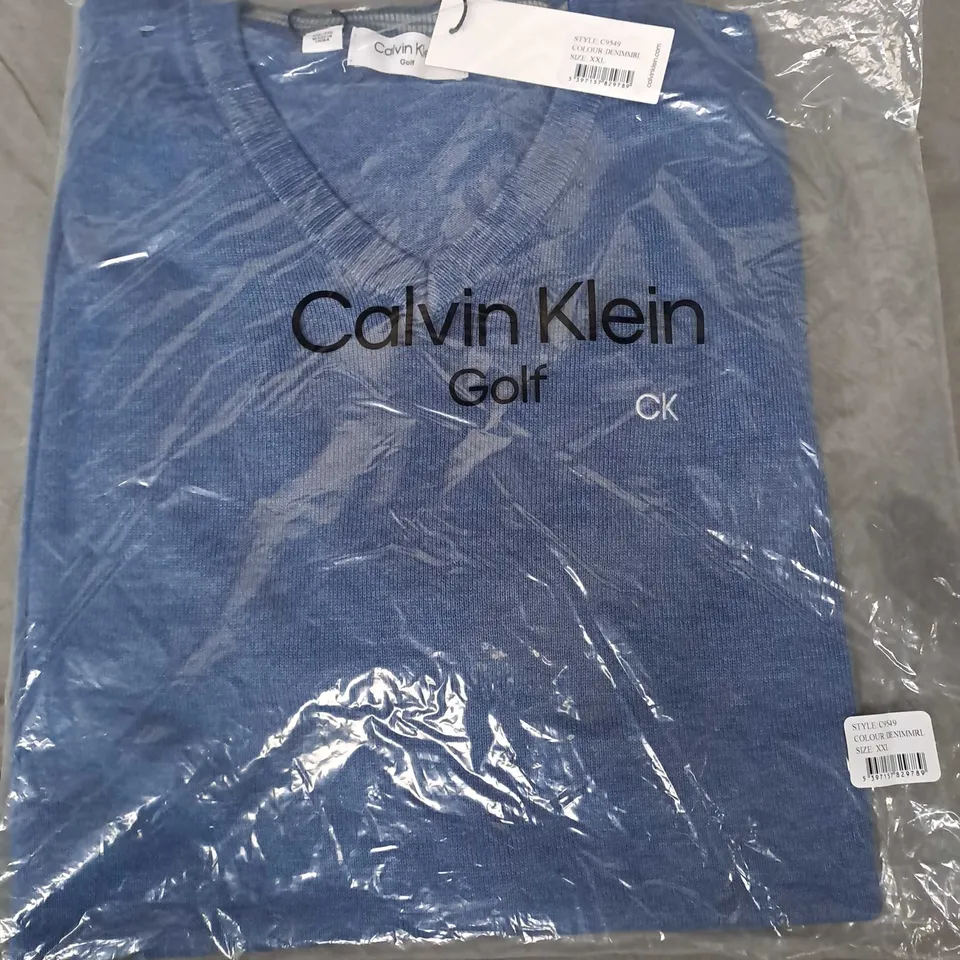 BAGGED CALVIN KLEIN GOLF KNITTED JUMPER IN BLUE SIZE XXL