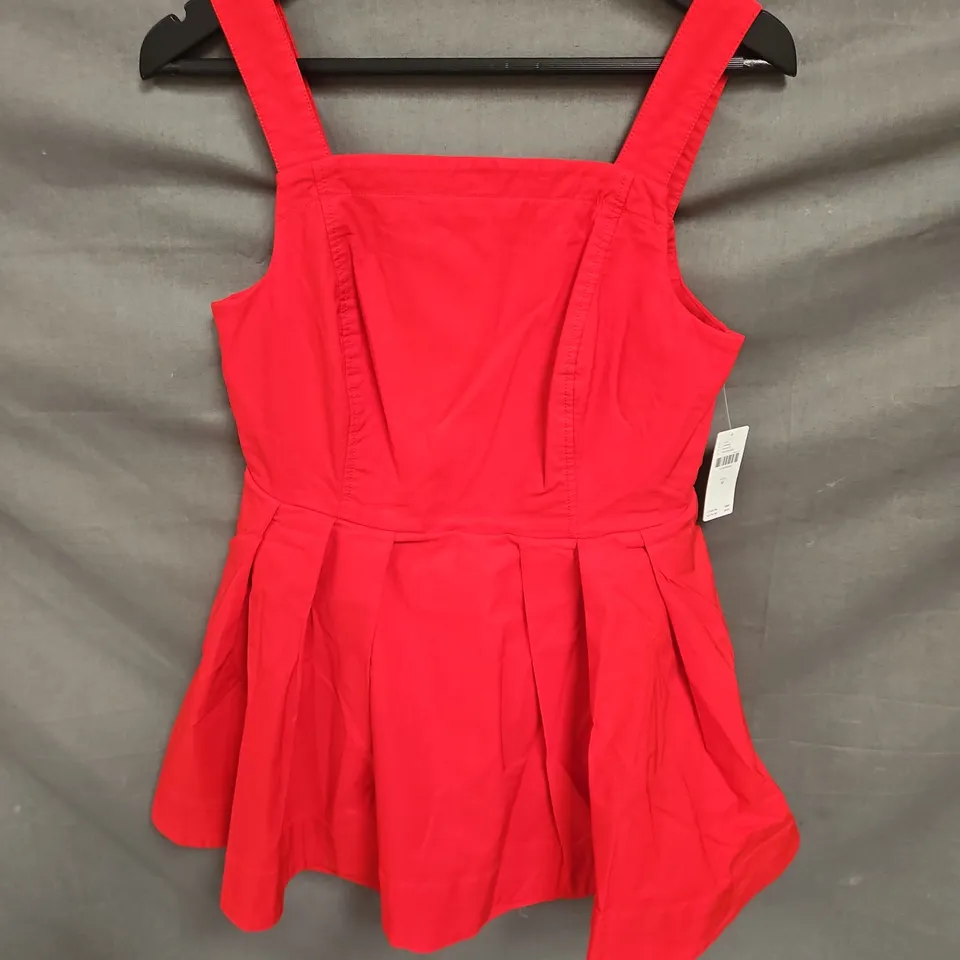 MAEVE SQUARE NECK PEPLUM ROMPER IN RED SIZE M