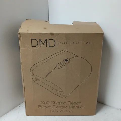 BOXED DMD SOFT SHERPA FLEECE ELECTRIC BLANKET IN BROWN