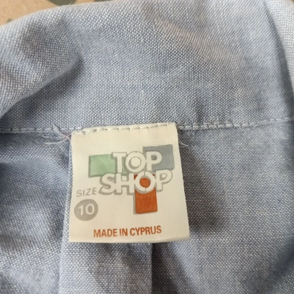 TOPSHOP LIGHT BLUE DENIM WRAP DRESS, UK SIZE 10