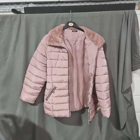 ROMAN WOMEN'S PUFFER JACKET WITH FUR COLLAR – PINK, UK 18