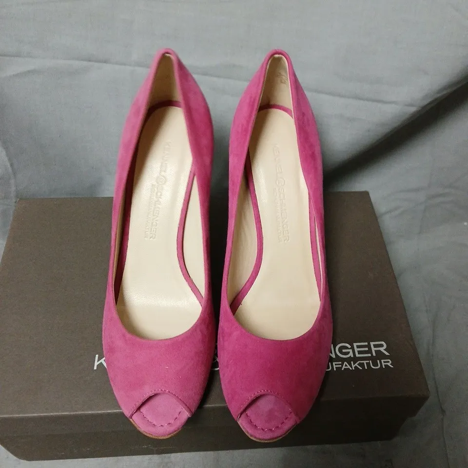 KENNEL & SCHMENGER PINK SUEDE PEEP-TOE HIGH HEELS, UK 4