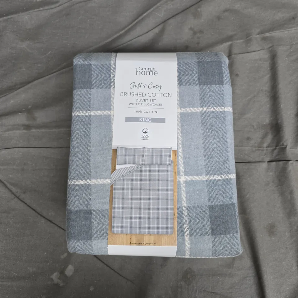 HOME SOFT & COSY BRUSHED COTTON DUVET SET IN GREY - KING