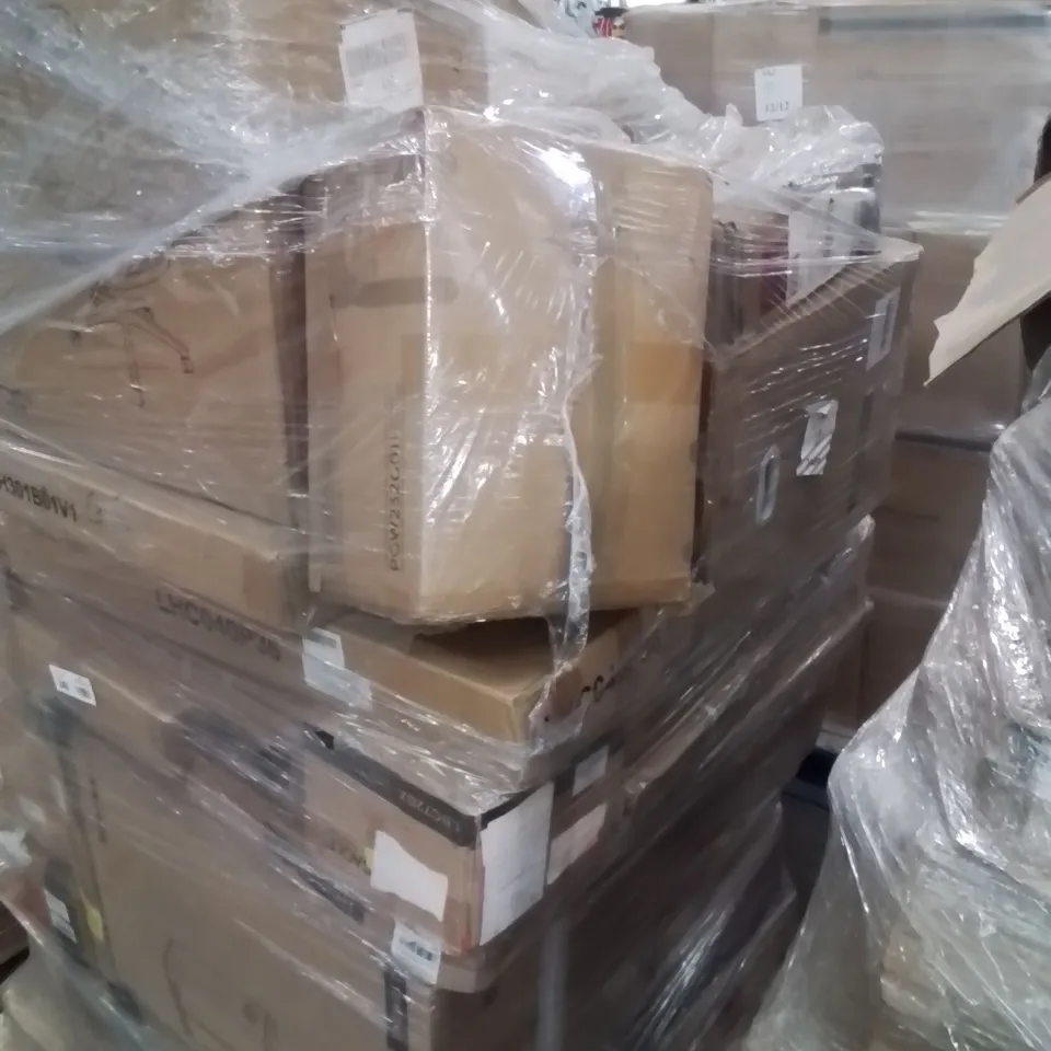 MIXED PALLET OF VARIOUS HOUSEHOLD ITEMS TO INCLUDE: PEDAL BINS, OFFICE CHAIR, BATHROOM CABINET ECT. 
