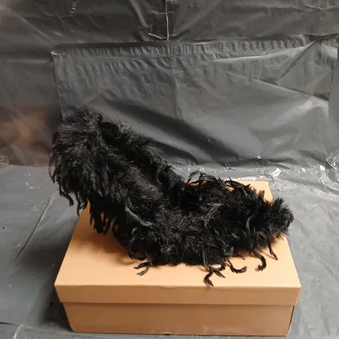 SIMMI LONDON BLACK FEATHER-TRIM HEELS UK 7