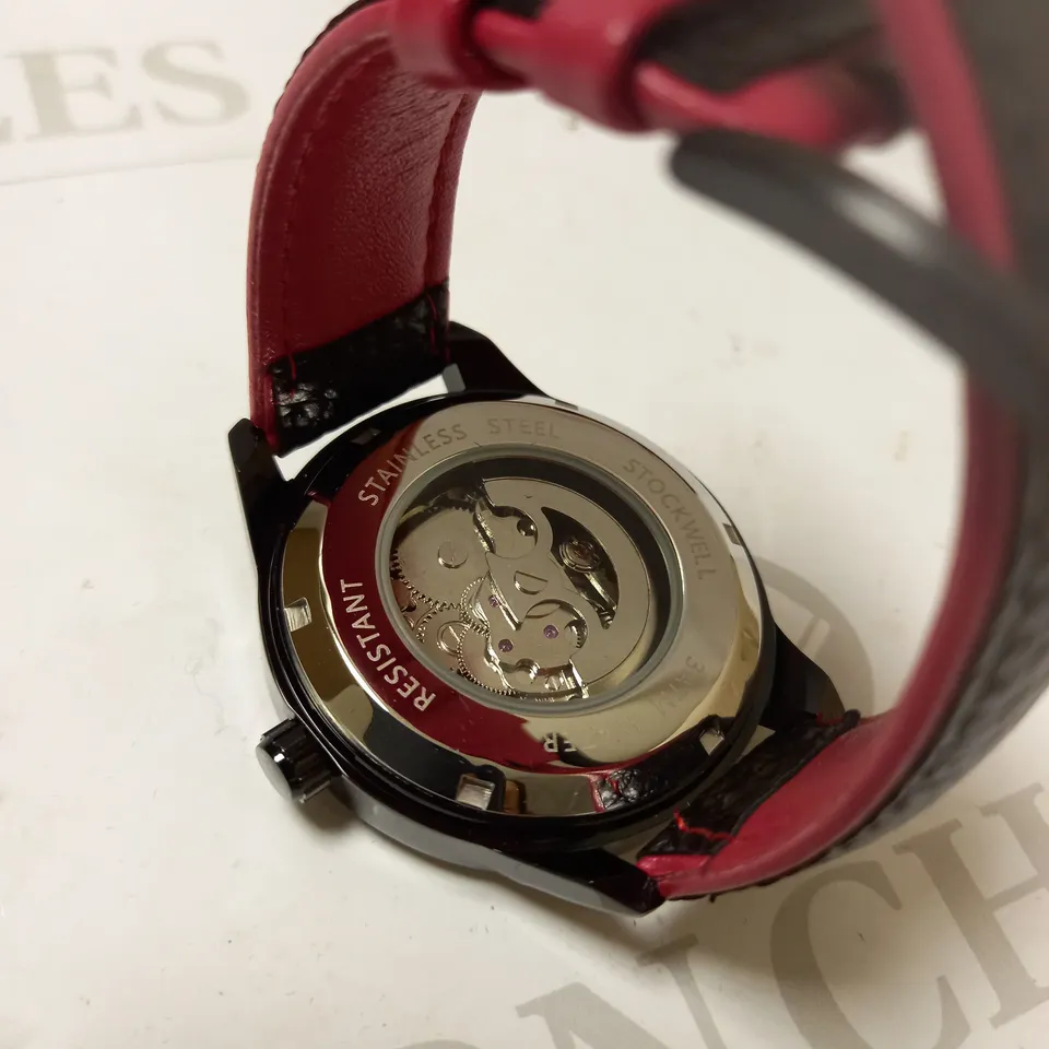 STOCKWELL AUTOMATIC 350 SKELETON DIAL LEATHER STRAP WRISTWATCH  RRP £650