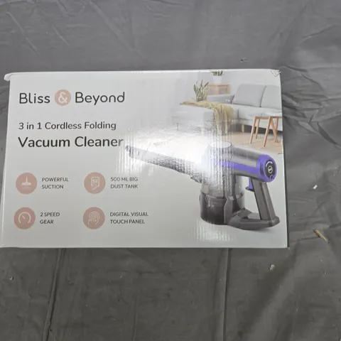 BLISS & BEYOND 3-IN-1 CORDLESS FOLDING VACUUM CLEANER – BOXED