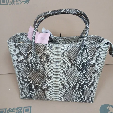 LA MAREY SNAKEPRINT LEATHER TOTE BAG 