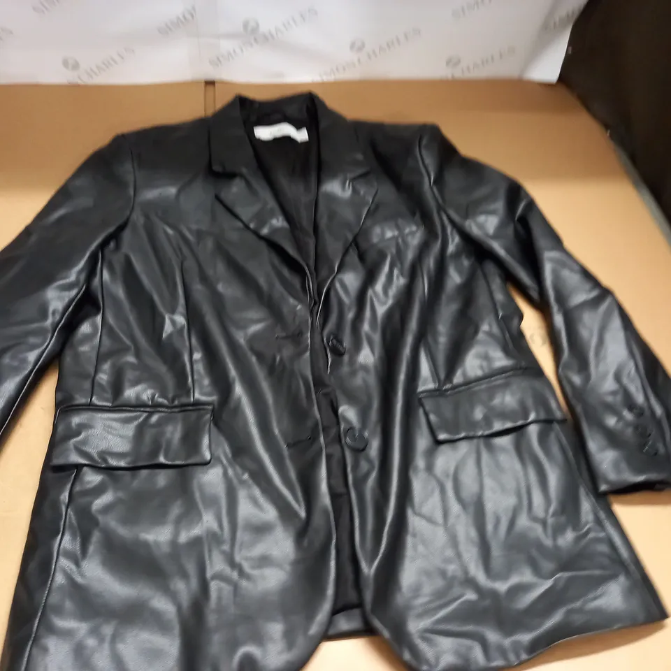 BERSHKA BLACK PU BLAZER - EUR M