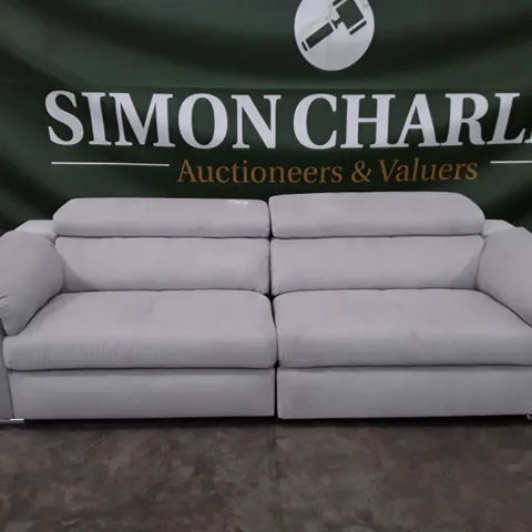 QUALITY DESIGNER 4 SEATER SOFA - LIGHT GREY FABRIC