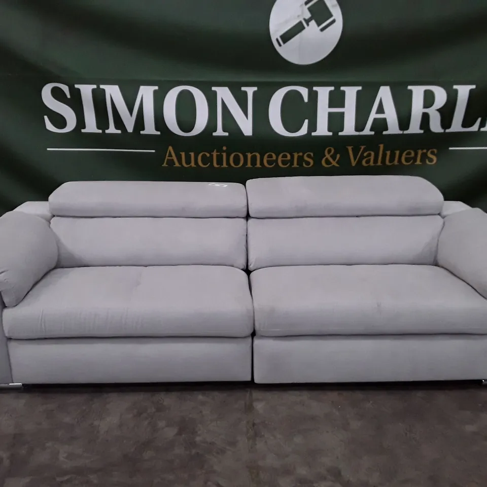 QUALITY DESIGNER 4 SEATER SOFA - LIGHT GREY FABRIC