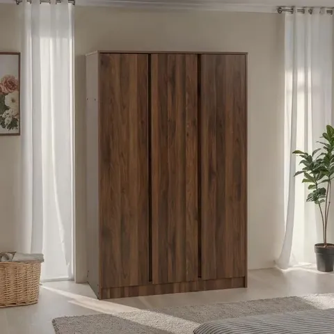 BOXED MALVERN 3 DOOR WARDROBE - WALNUT EFFECT VENEER (3 BOXES)