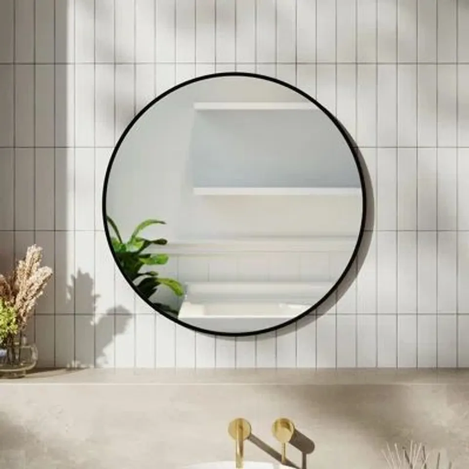 BOXED NORDIC ROUND BATHROOM FRAMED MIRROR WALL HANGING 