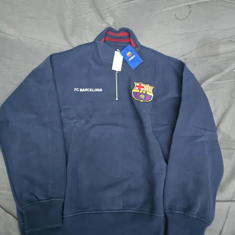 ABERCROMBIE & FITCH FC BARCELONA NAVY ZIP HOODIE WITH CREST – MEDIUM