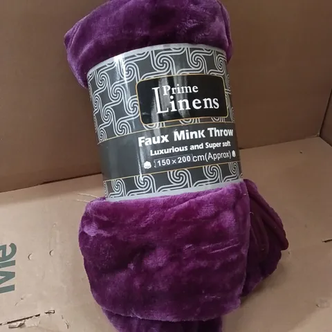 PRIME LINENS FAUX MINK THROW, 150X200CM - PURPLE 
