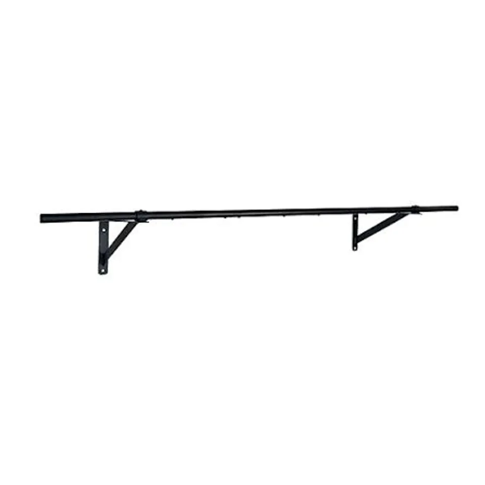BOXED 5FT WALL MOUNTED GARMENT CLOTHES RAIL SUPER HEAVY DUTY ALL METAL BLACK