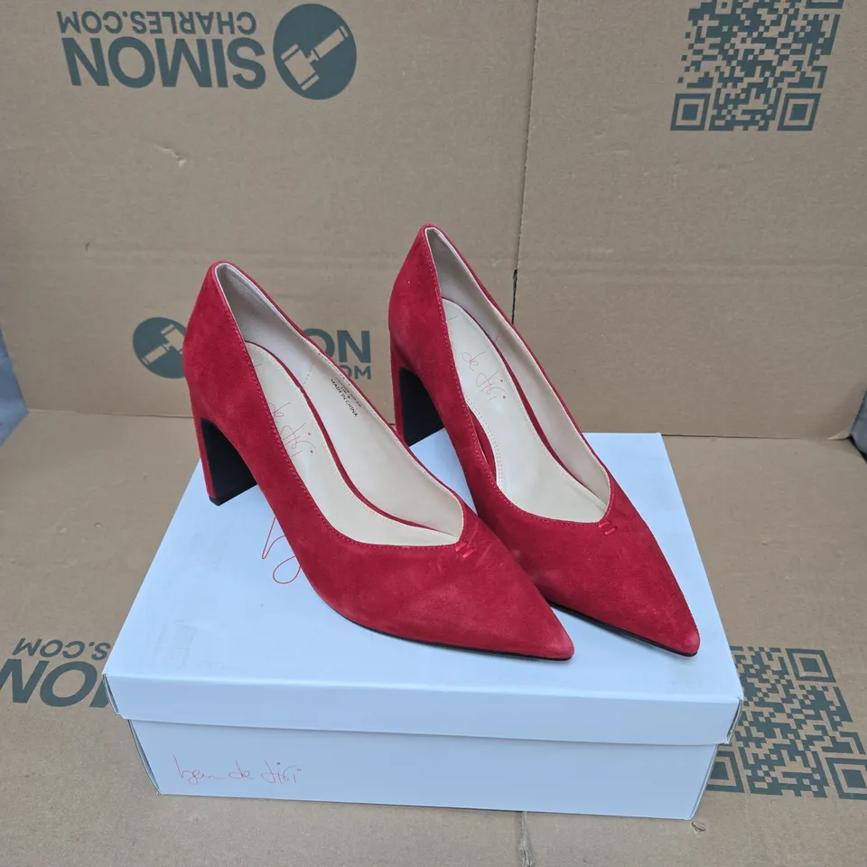 BEN DE LISI RED SUEDE HIGH-HEELED COURT SHOES UK 6 BOXED