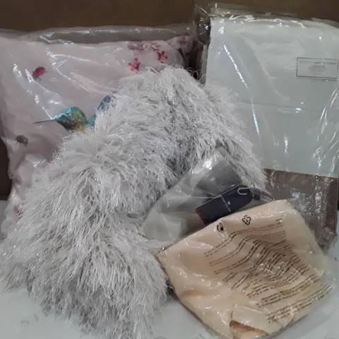 BOX TO CONTAIN AN ASSORTMENT OF CURTAINS, CUSHION COVERS AND THROWS ECT