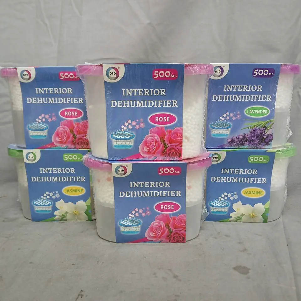 BOX OF APPROXIMATELY 6 ASSORTED INTERIOR DEHUMIDIFIERS - SCENTS VARY