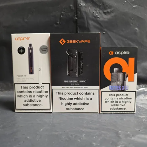 BOX OF APPROXIMATELY 20 ASSORTED E-CIGARETTE AND VAPING PRODUCTS TO INCLUDE ASPIRE, GEEKVAPE, ETC - COLLECTION ONLY