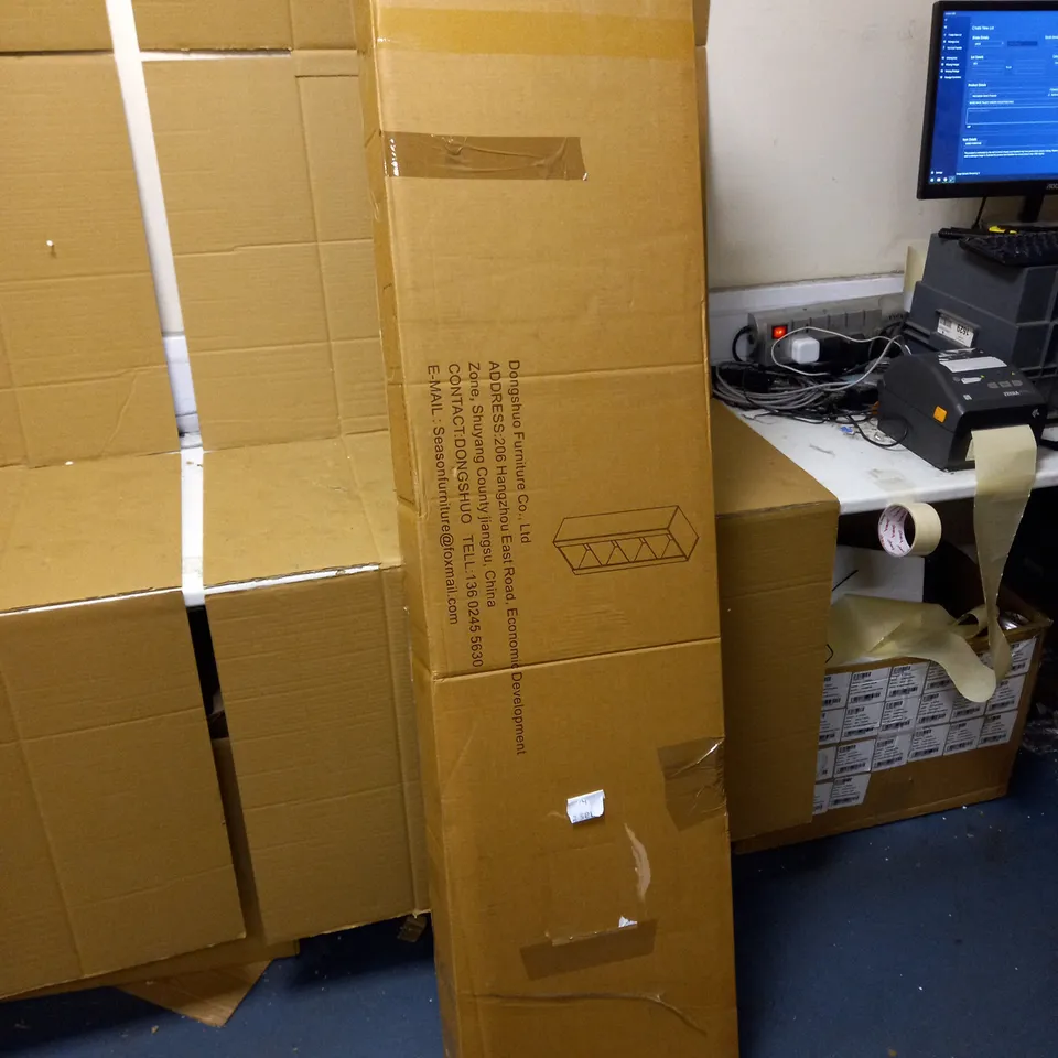 BOXED WHITE TALLBOY SHELVES (COLLECTION ONLY)
