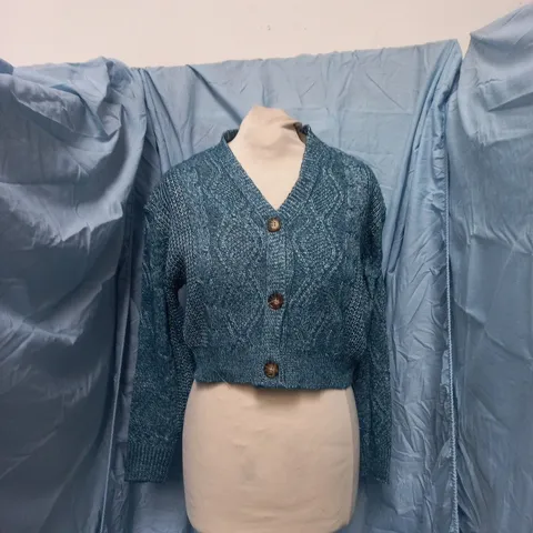ZARA WOMEN'S KNIT CARDIGAN – TEAL, SIZE S (EU S / US S / MX 26) MADE IN BANGLADESH