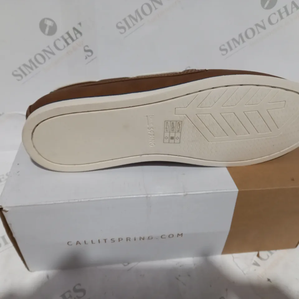 BOXED PAIR OF CALL IT SPRING ROSMER SHOES IN BROWN - UK SIZE 12