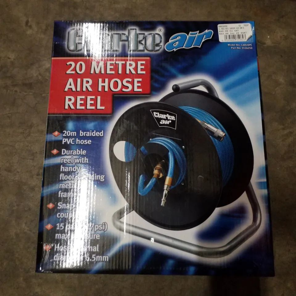 BOXED CLARKE CAR20PC 20M AIR HOSE REEL