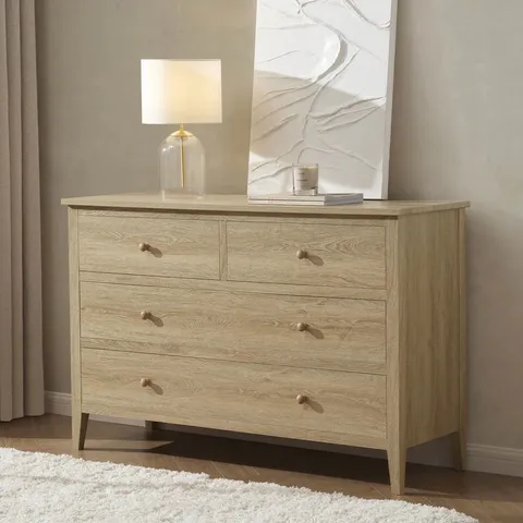 BOXED DUSK NELL 4 DRAWER CHEST - LIGHT WOOD (1 BOX)