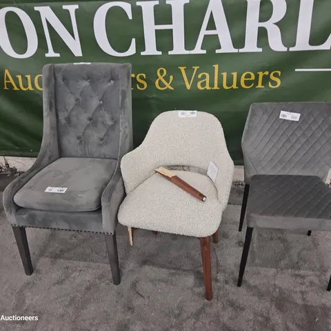 THREE ASSORTED UPHOLSTERED DINING CHAIRS